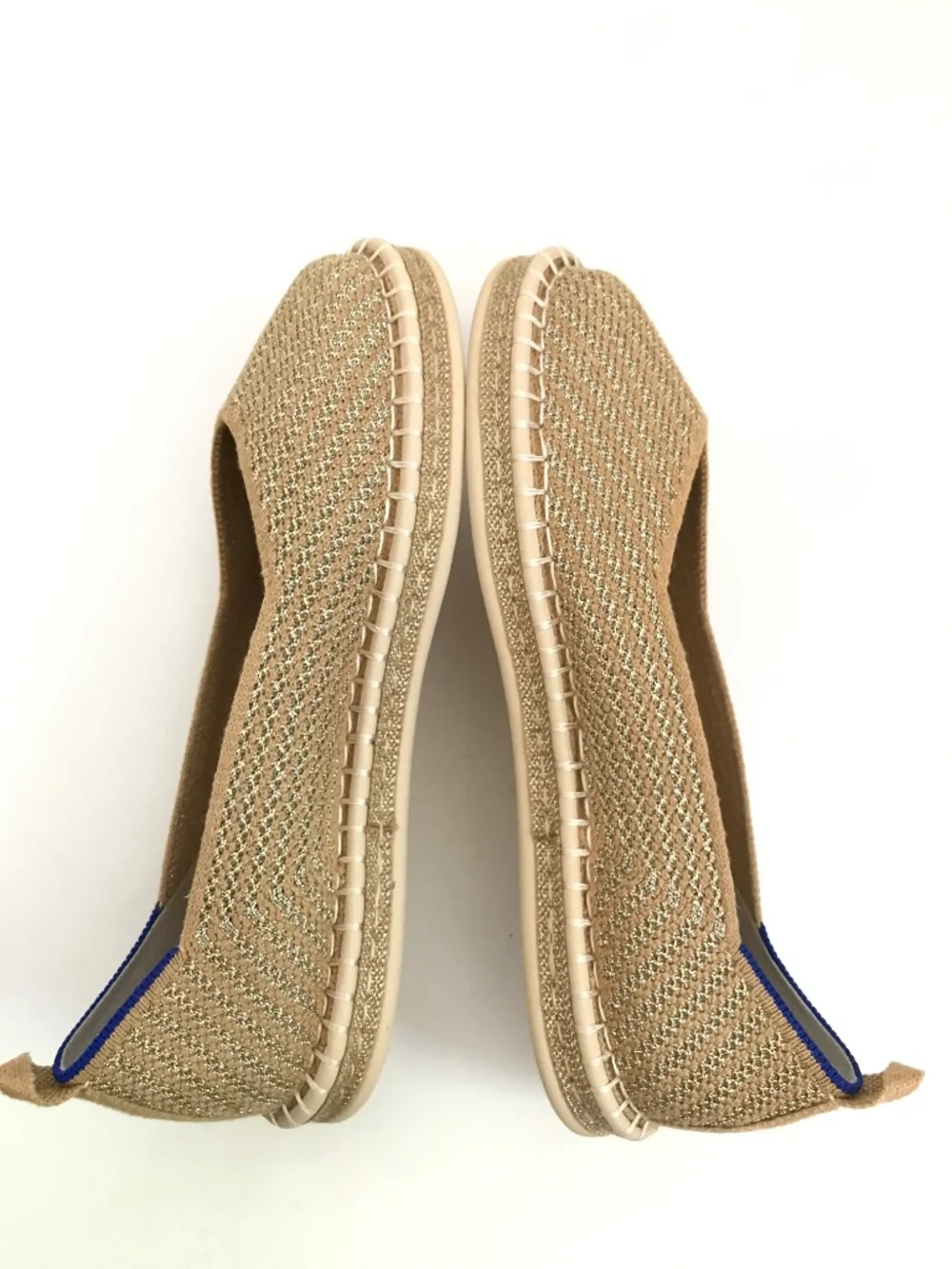 ROTHY'S The Espadrilles Gold Stripe Flats Size 8